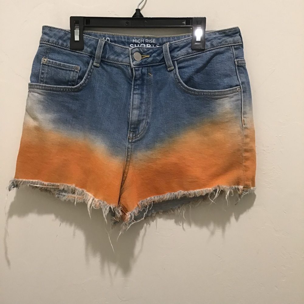 Clockhouse high rise shorts, size 1, denim and orange, EUC